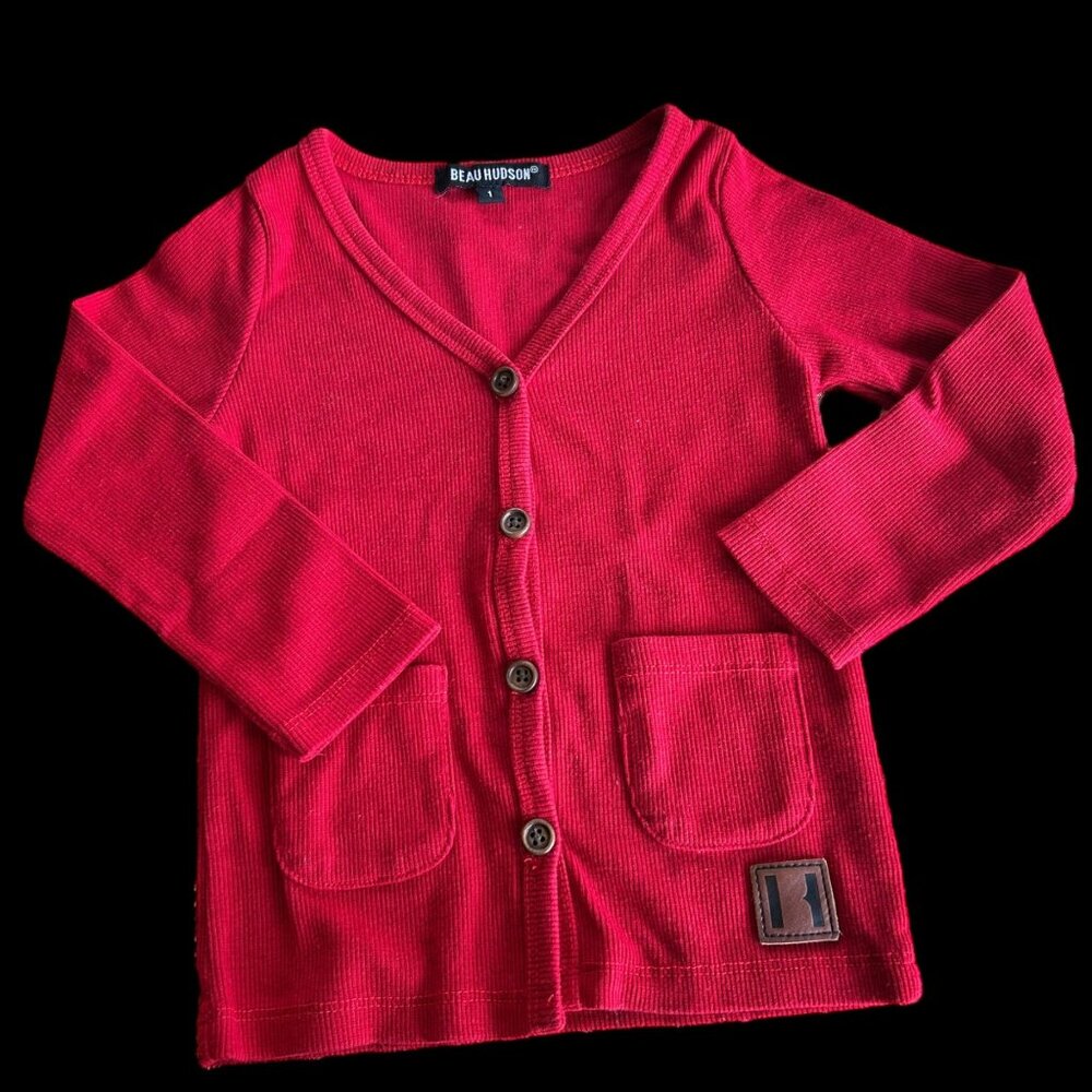 Beau Hudson Lightweight Ribbed Red Cardigan